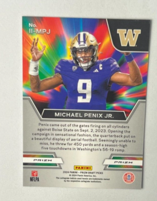 2024 Panini Prizm Draft Picks Instant Impact MICHAEL PENIX JR RC
