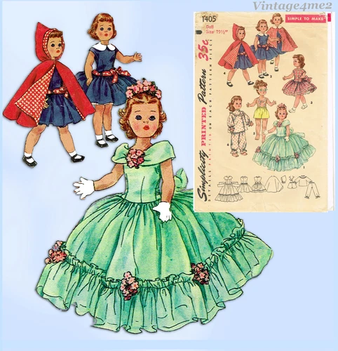 1950s Vintage Simplicity Sewing Pattern 1405 19.5 Inch Toni Walker Doll Clothes