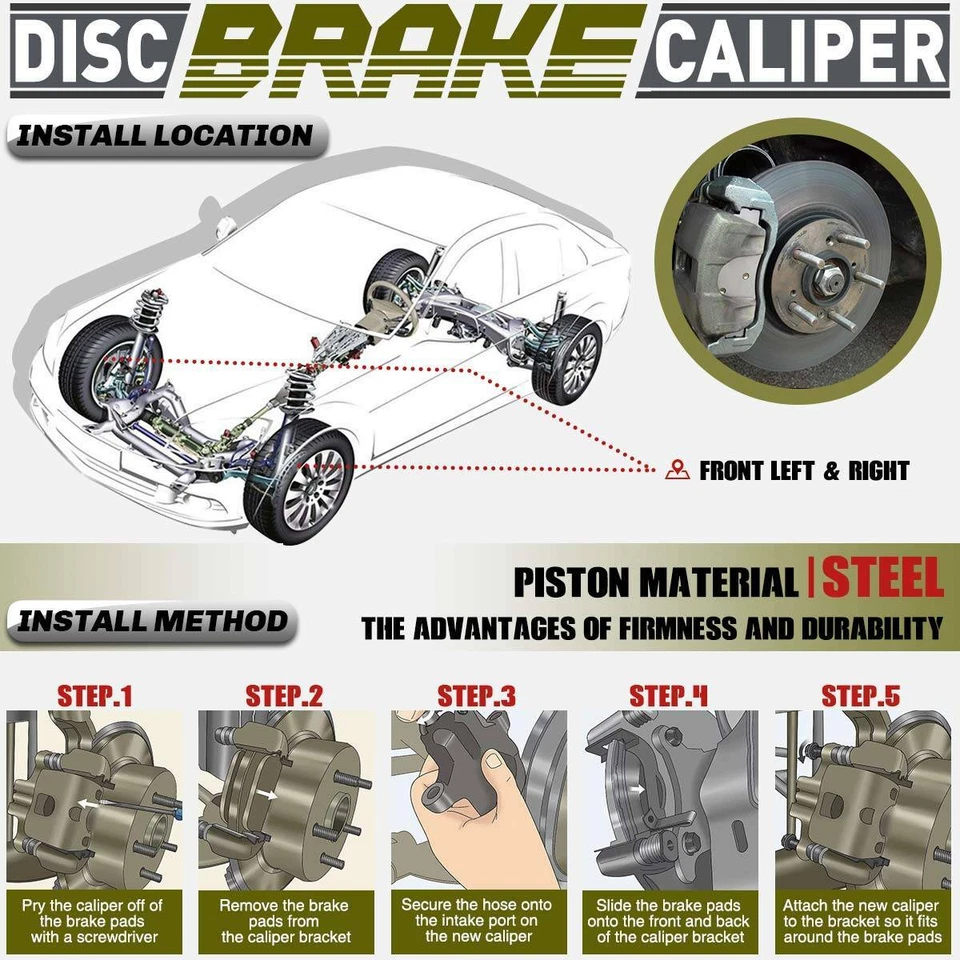 Pinza de freno de disco delantera izquierda y derecha 2 piezas para Chevrolet Cobalt HHR Pontiac G5 Foto 2 de 4