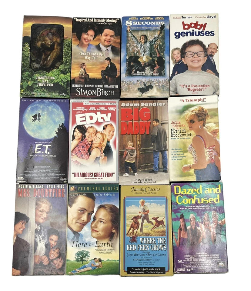 12 Family VHS Movies ET, Where The Red Fern Grows, The Lost World, Simon Birch - Image 2 of 2