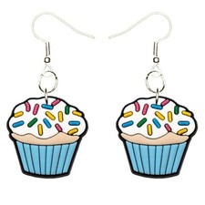 Cupcake Earrings Handmade Hypoallergenic Silver Plated Fishhooks