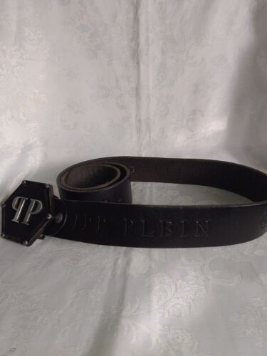 Original Philipp Plein BELT GENUINE LEATHER BUCKLE WITH - METAL HEXAGONAL - Picture 2 of 9