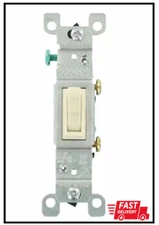15 Amp Single-pole Toggle Switch, Light Almond (10-pack) | Leviton Switch Pole
