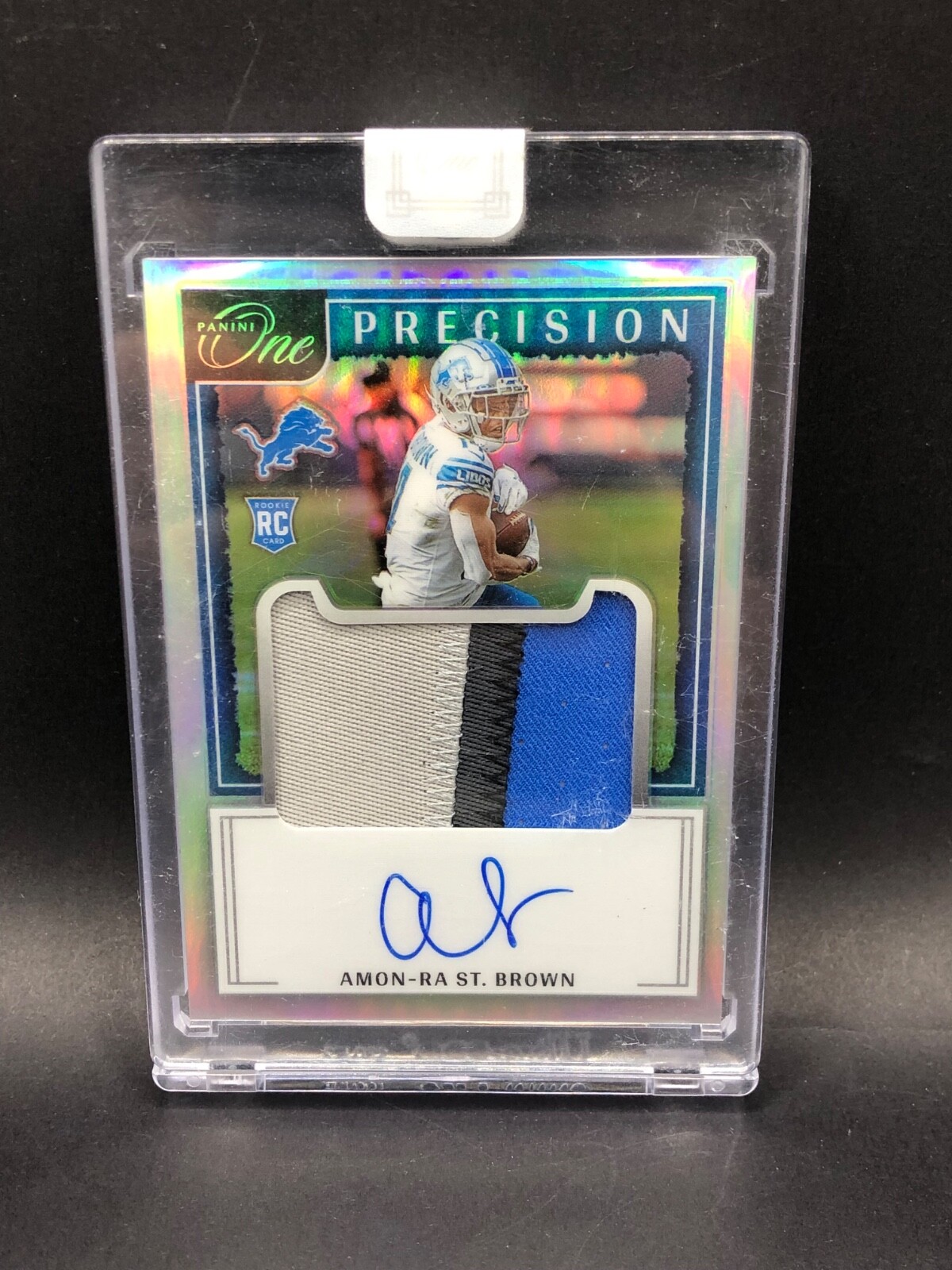 2021 Panini One - Precision Rookie Patch Autographs Amon-Ra St. Brown /75