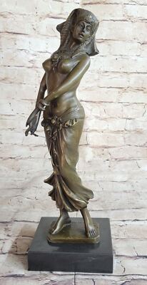 14 '' Ägyptische Queen Nefertiti,Cleopatra Inthronisiert Bronze Statue Deko Kunst