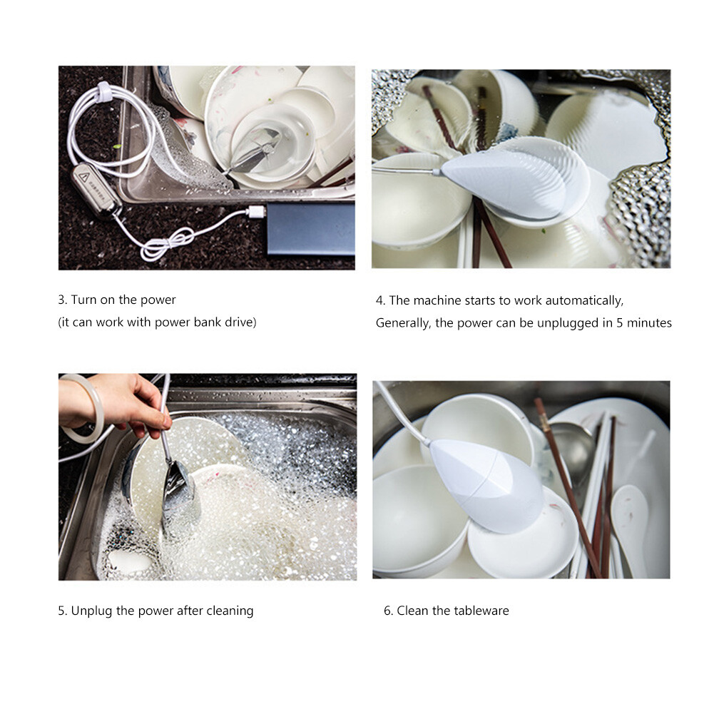 Portable Mini Ultrasonic Dishwasher Vegetable Fruit Washing Cleaner