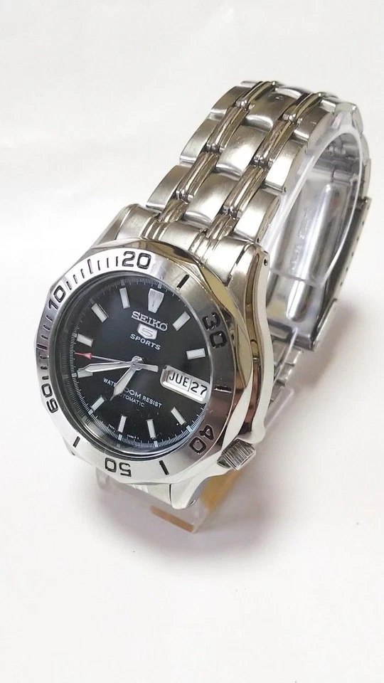 SEIKO 5 SPORTS 7S26-01G0 100 м автоматический заводной Дата дисплей черный циферблат серебро - Изображение 2 из 4