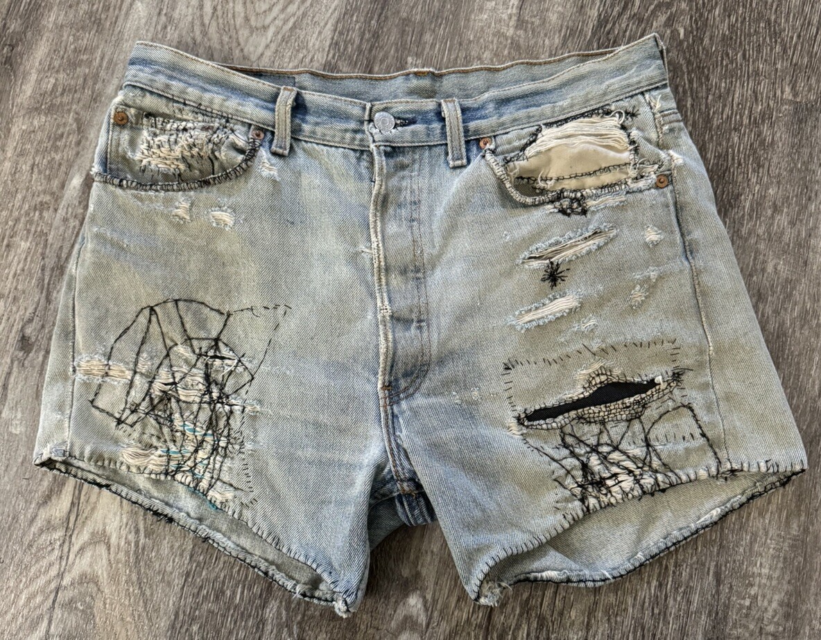 Vintage Levi's Cut Off Denim Jeans Shorts Button Fly Distressed W 34