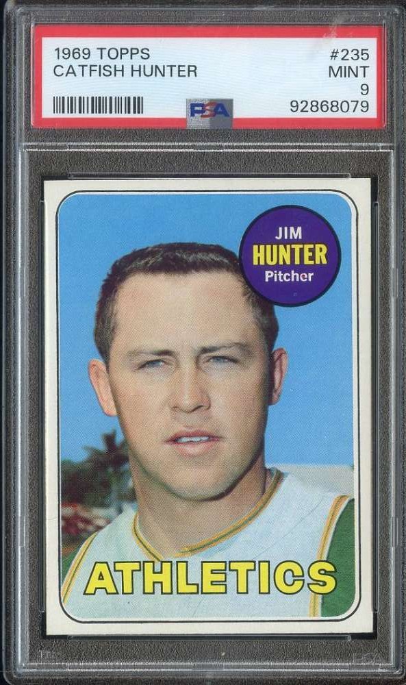 1969 TOPPS #235 JIM HUNTER PSA 9 ATHLETICS HOF *INVAJ2703