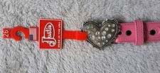 Justin Boots Girls Pink Leather Jeweled Heart Buckle Belt Western Cowgirl 26"