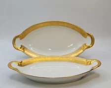 Rosenthal Continental 5132 Gold Encrusted Porcelain Relish Dish • S/2 •Disc Rare