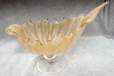 Arte Italica Murano Gold Speck Footed Shell Centerpiece - Blown Glass