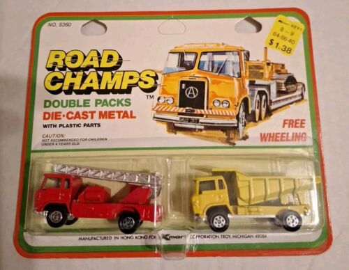 Vintage K-Mart Road Champs Work Trucks Double Pack 1/64 Dump & Ladder Fire Truck - Picture 3 of 5