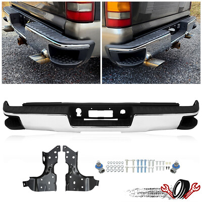 Chrome Rear Step Bumper w/ Conner Step For 14-18 Chevy Silverado GMC Sierra 1500