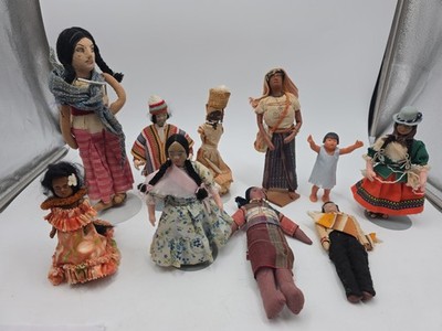 Rare Lot Vintage Cloth Paper Mache & Plastic Dolls From Around The World.