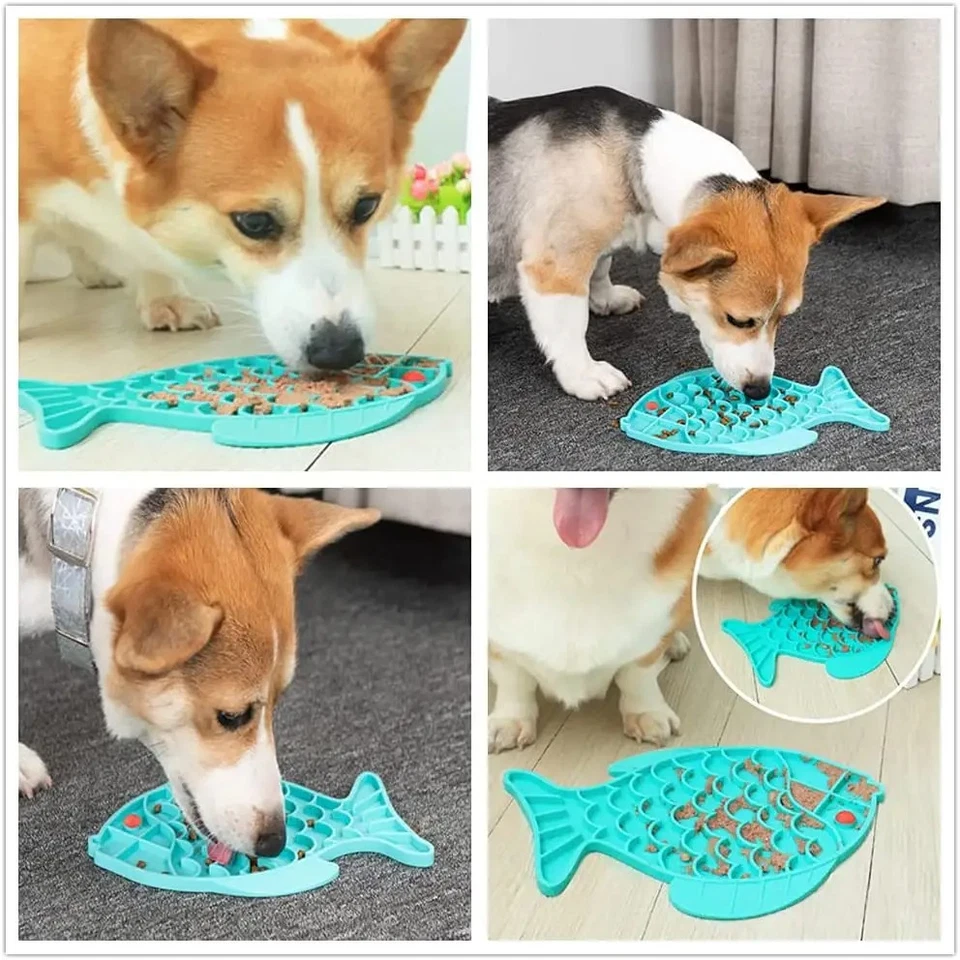 Alfombra de silicona para lamer perros mascotas plato de comida lenta tazón de arroz para perro pequeño mediano y Foto 3 de 4