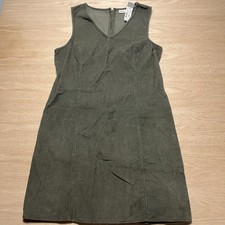Vintage Eddie Bauer W Jumper Dress Womens Size 14 Moss Green Corduroy V-Neck