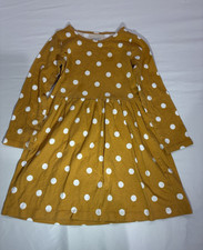 Carters Girls Yellow White Polka Dot A-Line Long Sleeve Dress Size 5 5A