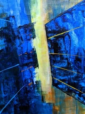 Original Abstract Art Acrylic Painting 9x12 on Art Paper. 'City Flythrough'