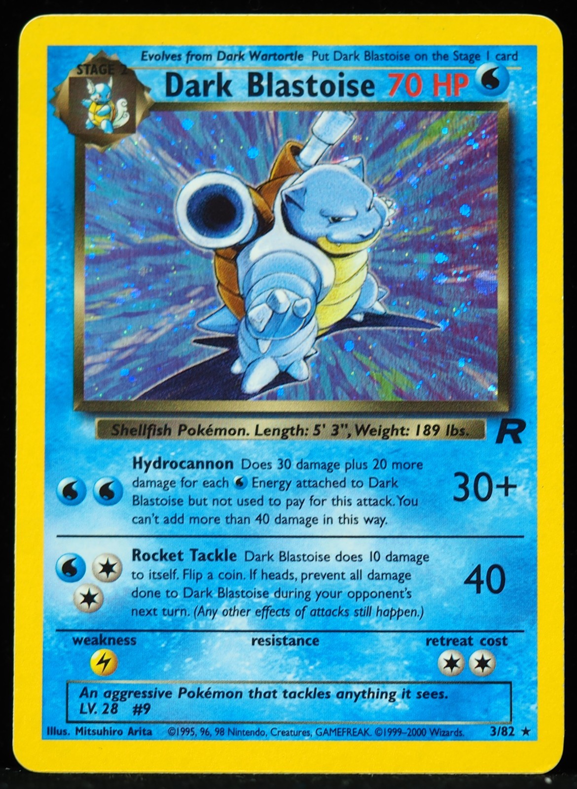 Dark Blastoise #3/82 Team Rocket NM Hand Swirl Pokemon Card