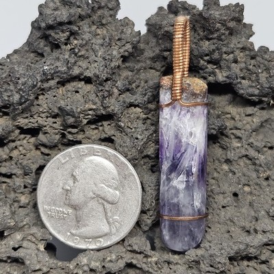 Trekntreasures Handmade Pendant #291 Morrocan Amethyst Bullet Wrapped in Copper