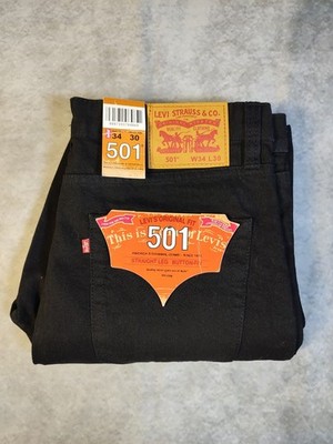 Levi's 501 Original Herren Jeans W34 L30 Neu mit Etikett Black Denim Schwarz NWT