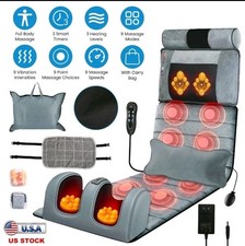 Full Body Electric Massage Mat Shiatsu Heated Back Massager Pad Cushion Mattress