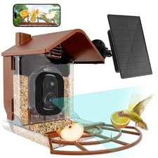 Smart Bird Feeder with Camera, 2K HD Wild Bird Watching Camera with Solar 