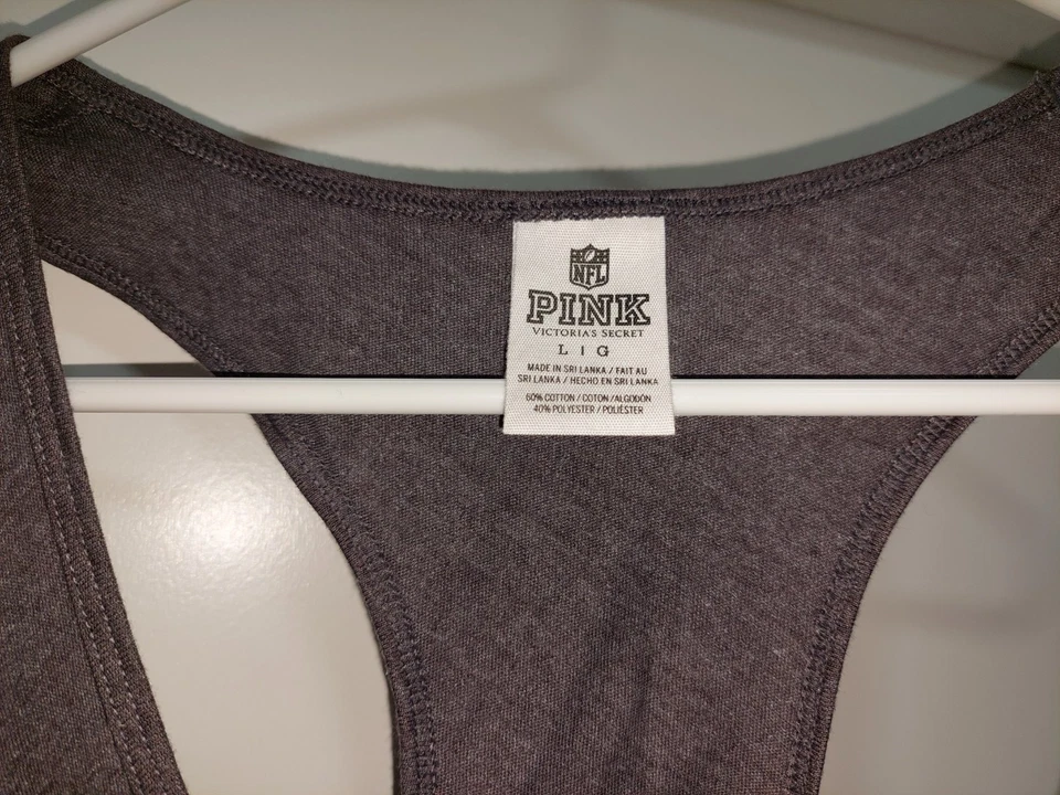 Victoria Secret Pink Raiders Nation TANQUE Negro Talla L RARO  Foto 4 de 4