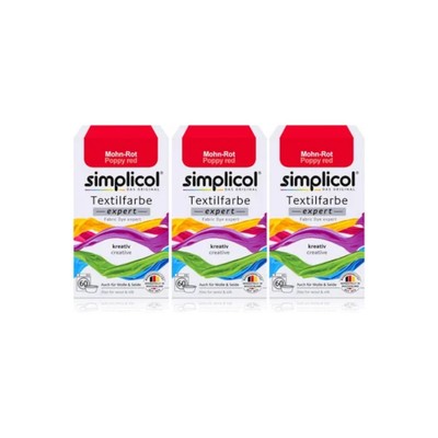 Simplicol Textilfarbe expert Mohn-Rot 150g 3er Pack
