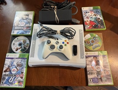 MS Xbox 360 Console Bundle HDMI w/ Wired Controller 32GB USB 6 Games Tested