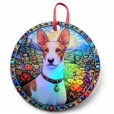 Ibizan Smooth in a Field of Flowers Holographic Dog Ornament