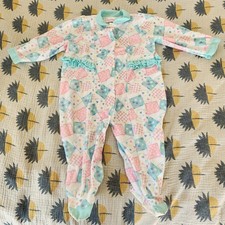 Carters Vintage Footie Sleeper Button Up XL 24-28lbs Ruffle Collar Made In USA