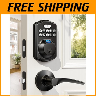 Durable Matte Black Biometric Lock - Easy Install Keypad Deadbolt System