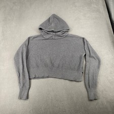 All In Motion Womens XL Gray Cropped Knit Hoodie Long Sleeve Sweater