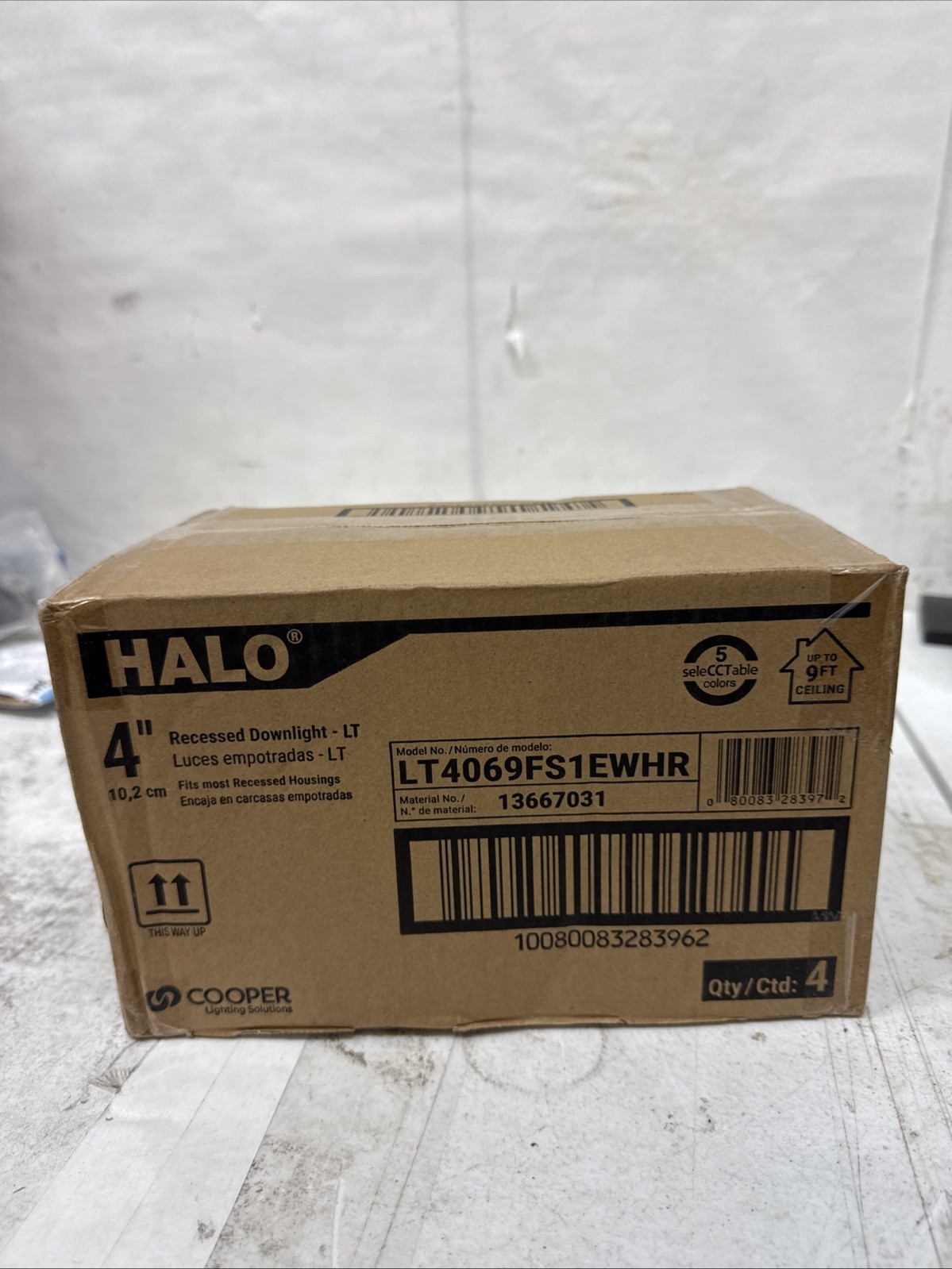 HALO 4in Recessed LT Selectable Baffle Downlight (4-Pack) LT4069FS1EWHR4PK