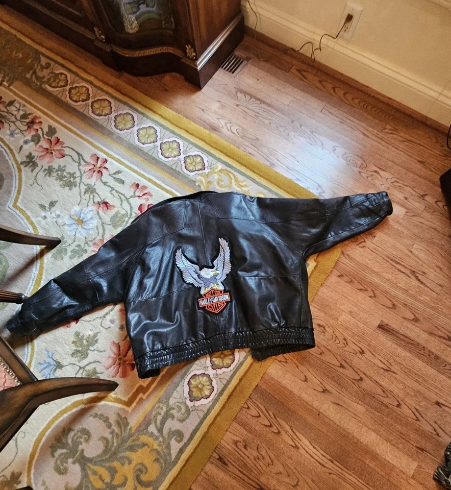 Harley-Davidson Vintage Leather Jacket XL - Hand Made In India - Image 3 of 3