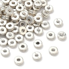 100pcs Round Tibetan Flat 6mm Alloy Spacers Bead Silver for Bracelets Necklace