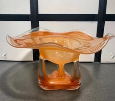  Unique MCM Murano Blown Glass Bowl Orange 12...