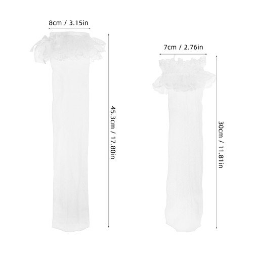 2 Pairs Lace Bow Socks Tall with Bows Knee Woman Frilly Stockings for Women - Bild 11 von 11