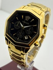 Refurbished Versace V-Legend Chrono Quartz Black Dial Gold-Plated Wristwatch
