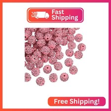 uxcell 100Pcs 10mm Rhinestone Clay Beads, Polymer Clay Crystal Bead Round Disco