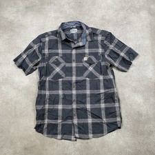 Carhartt Shirt Mens Large Plaid Short Sleeve Western Button Up, Grey