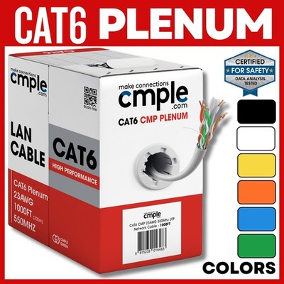 Cat6 Ethernet Cable 1000ft CMP Plenum 23AWG UTP 550MHz Bulk Network Cable