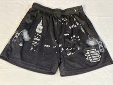 Eric Emanuel Shorts Men Size Medium Black Mesh NYC Print Streetwear Gym Skyline