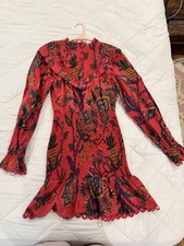 Farm Rio Sunset Tapestry Blush Mini Dress Long Sleeves Floral XS NEW NWT