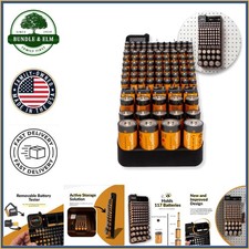 Battery Organizer with Removable Tester, Stores AA, AAA, C, D 9-Volt Batteries