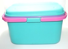 Vintage Eagle Craft Storage 1990's Teal Pink Purple Plastic Carry Case Tote