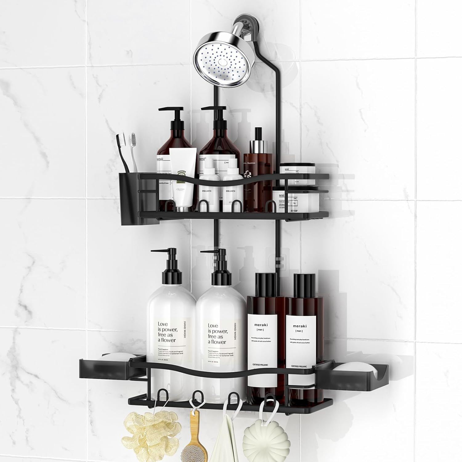 Shower Caddy Hanging, Rustproof Shower Caddy Anti-Swing Show