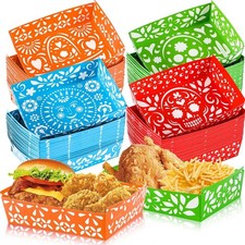 50Pcs Mexican Nacho Trays, Disposable Fiesta Party Snack Trays Taco Boats Paper